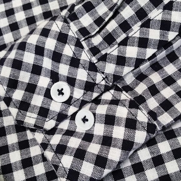 Bit and Bridle Women's Navy/Black and‎ White Gingham Western Button Down Shirt L - Picture 5 of 6
